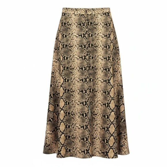 Zara Snake Print Midi Skirt A-Line Grunge Y2K Glamcore Modern Boho Edgy Size M - Picture 3 of 13